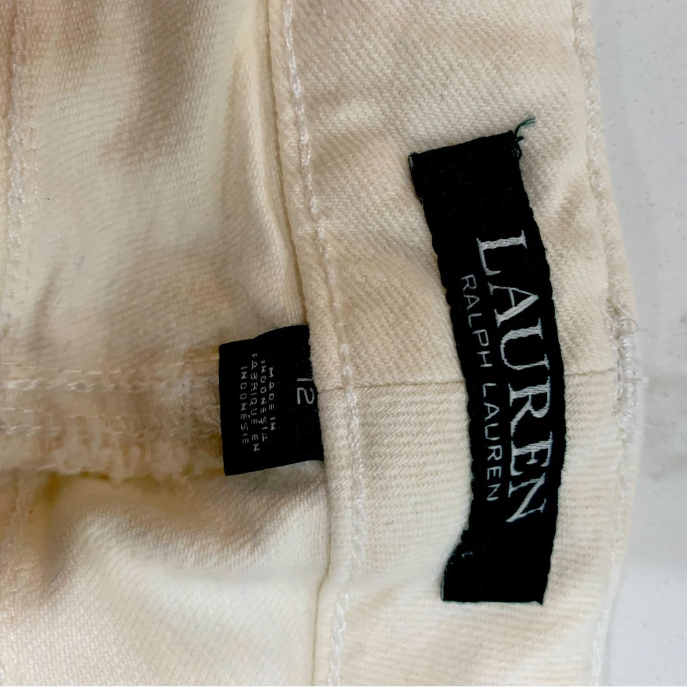 Laure by Ralph Laure wide leg white/ecru jeans.  Raw hem.  Size 12.